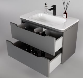 Тумба под раковину Style Line Марелла 80 Люкс Plus СС-00002412 серый матовый